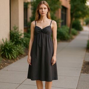 LOFT Charcoal Black Spaghetti Strap Midi Dress 4